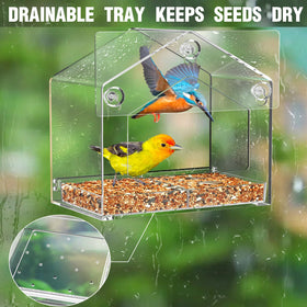 Crystal-clear FLINTER feeder material provides unobstructed bird views