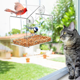 Seven-inch entrance on FLINTER Window Bird Feeder fits large birds like cardinals