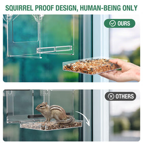 FLINTER Window Bird Feeder mounted with suction cups and adhesives for versatile placement