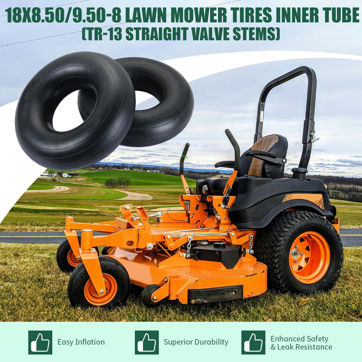 Installation-ready inner tubes shown next to a tire bead.