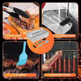 FLKQC smoker tray in use on grill shows quick setup and use.