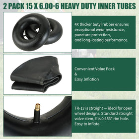 FLKQC inner tubes fit lawn mowers, wheelbarrows, and ATVs for versatile use