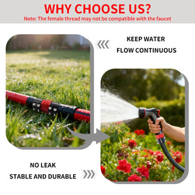 FLMQS versatile garden setup shows hose repair kit in action during lawn watering
