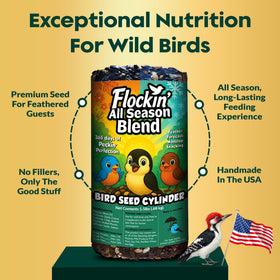 Close-up of Flockin' blend ingredients: seeds, nuts, and chips
