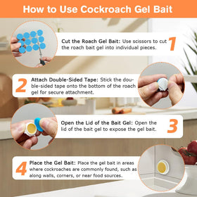 FLODTEEK bait in kitchen and bathroom areas targets roaches.