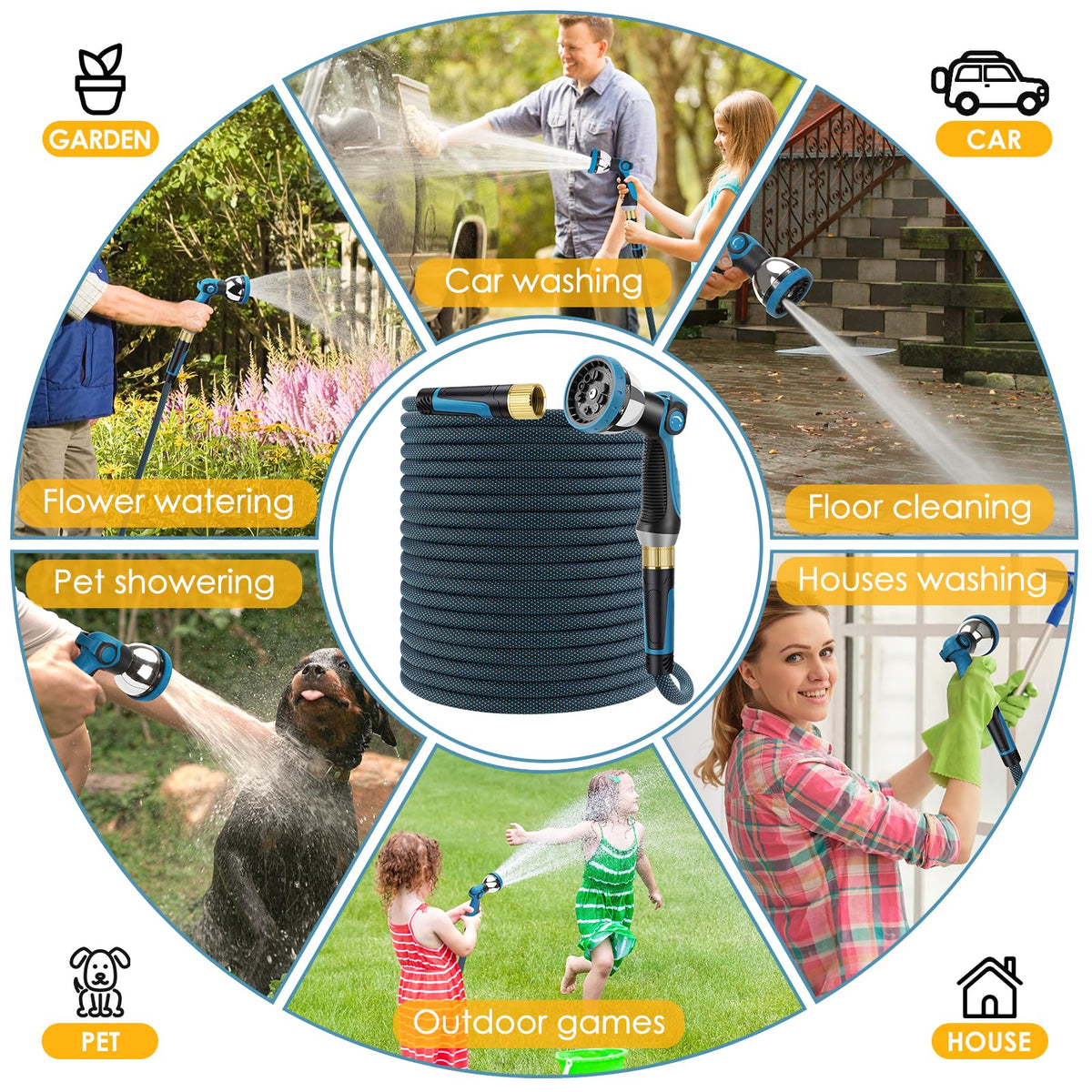 FLOERXIS flexible design makes car washing and patio cleaning convenient.