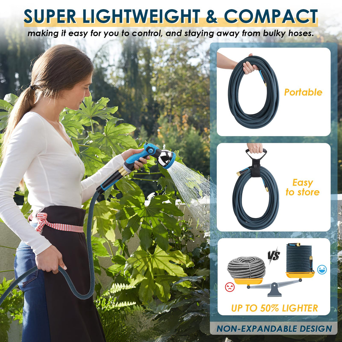 FLOERXIS kink-free 360 swivel eliminates twists while you water paths and borders.