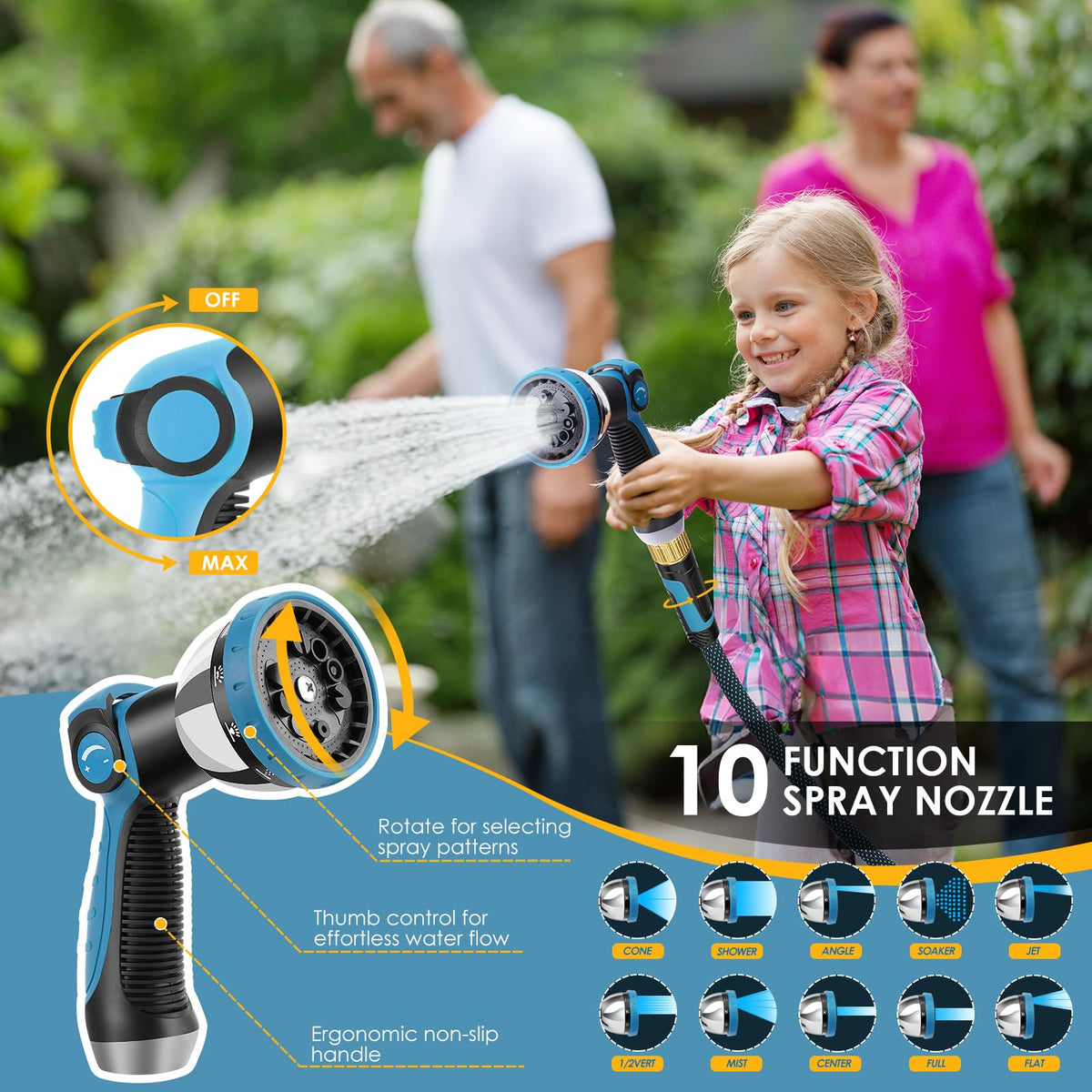 FLOERXIS lightweight, flexible hose for easy maneuvering around the yard.