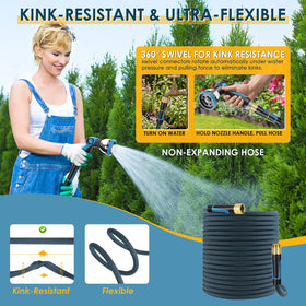 FLOERXIS lightweight garden hose allows easy maneuverability around plants and beds.