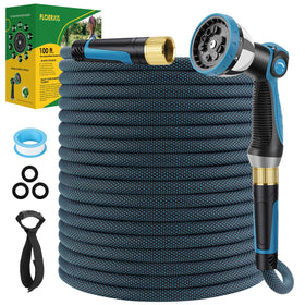 FLOERXIS non-expandable hose 100ft shown for durable, steady watering.