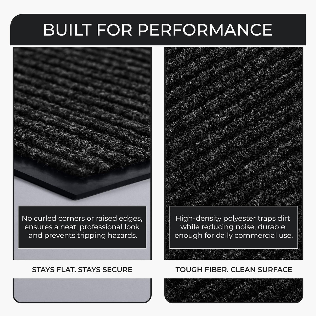 FloorGuard door mat with non-slip backing on tile floor reduces slip hazards