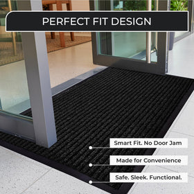 FloorGuard door mat is water-resistant with a low-profile design that fits under doors