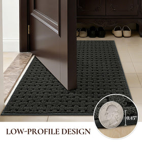 FLOORHUG low-profile entry mat fits under doors for smooth operation.