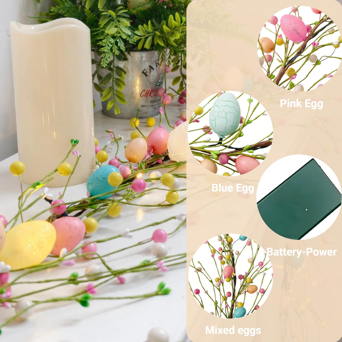 Flopttsun pip berry eggs decor highlights festive mantel styling