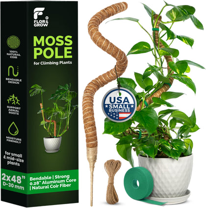 Flor&AN Grow 48-inch moss pole supports Monstera indoors for upright growth.