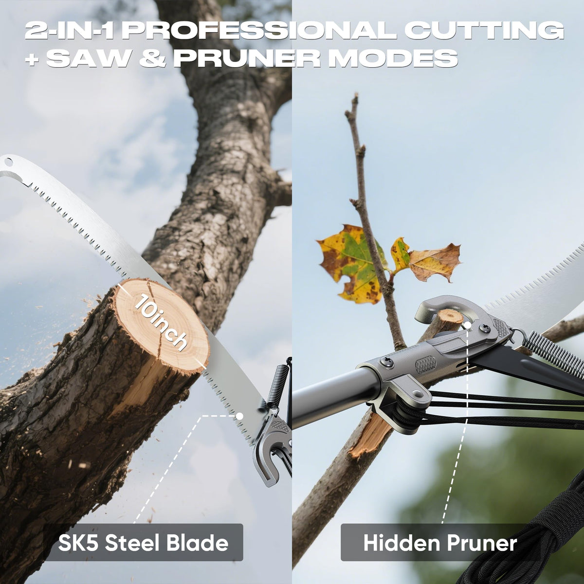 FLORA GUARD four-pulley rope system eases pruning tasks and reduces effort