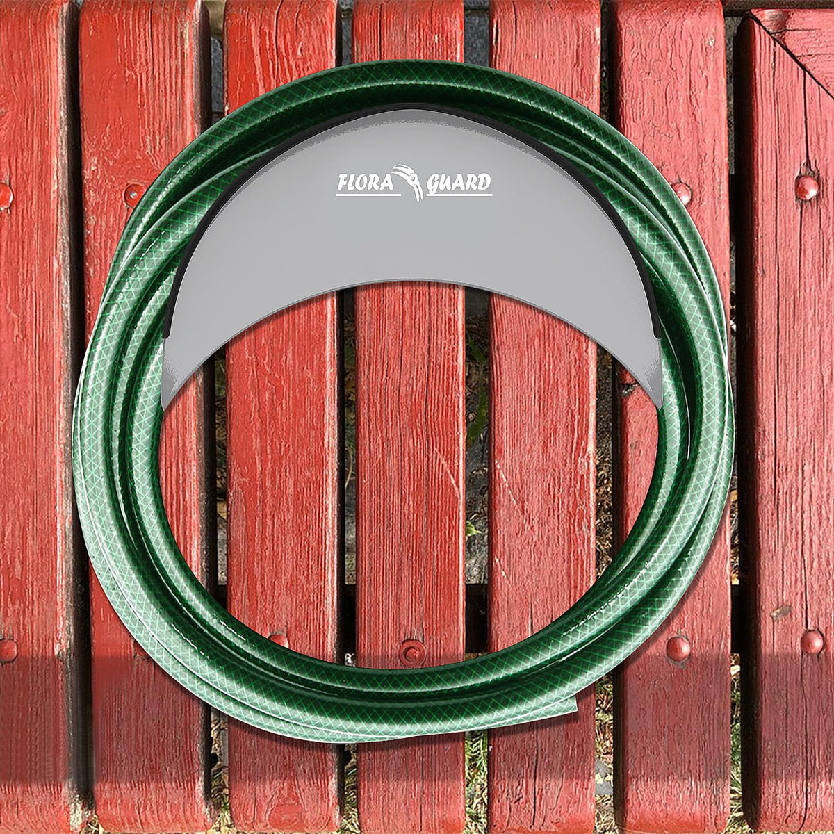 FLORA GUARD gray finish complements outdoor spaces and saves wall space.