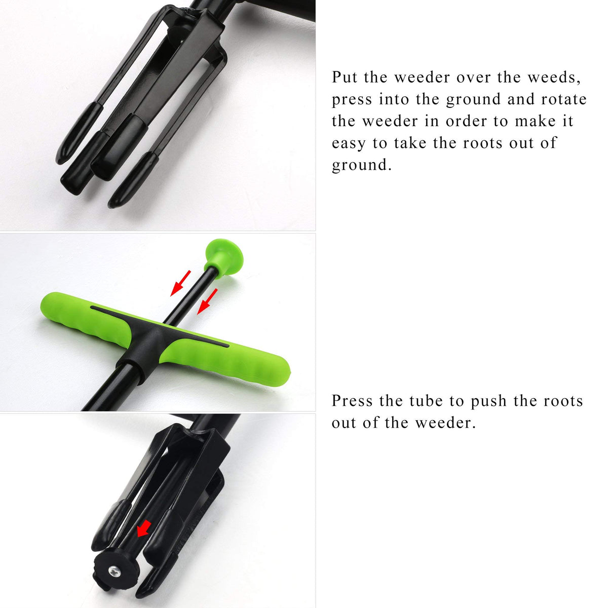 FLORA GUARD stand-up weeder shown with ergonomic grip for comfortable weeding