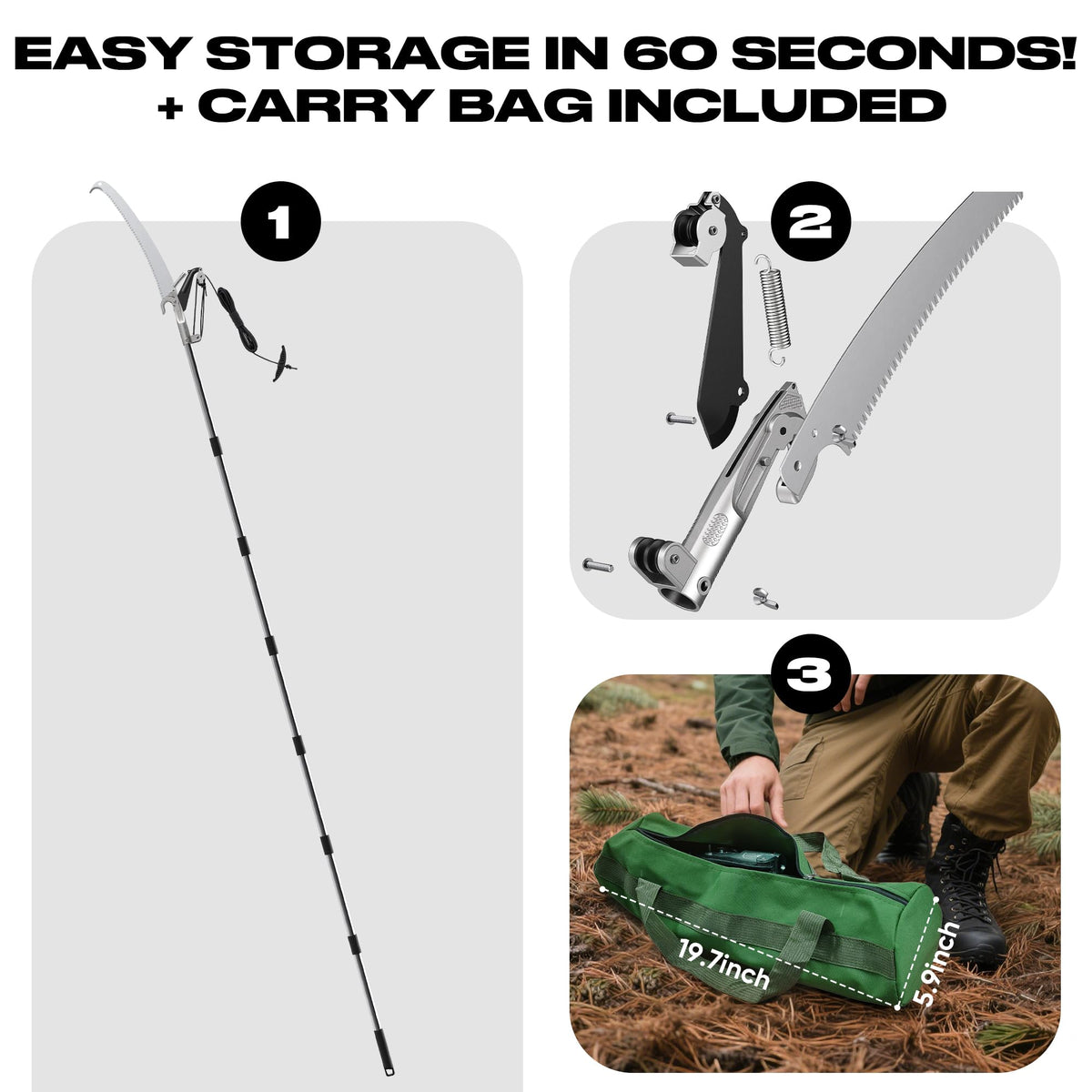 FLORA GUARD yard pruning setup with detachable poles for quick length adjust