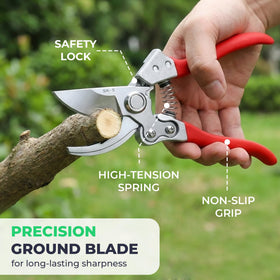 Flora Pruning Shears featuring ergonomic, non-slip grip for comfort.