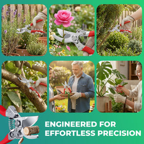 Flora Pruning Shears lightweight yet sturdy die-cast aluminum handles.