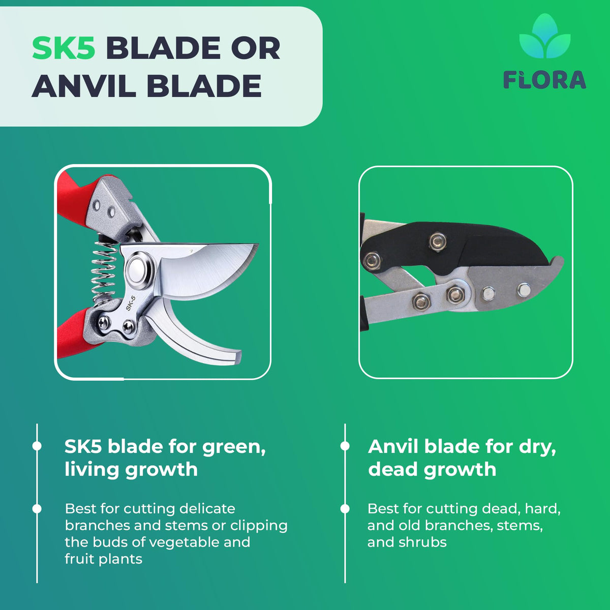 Flora Pruning Shears safety lock keeps blades secure during storage.