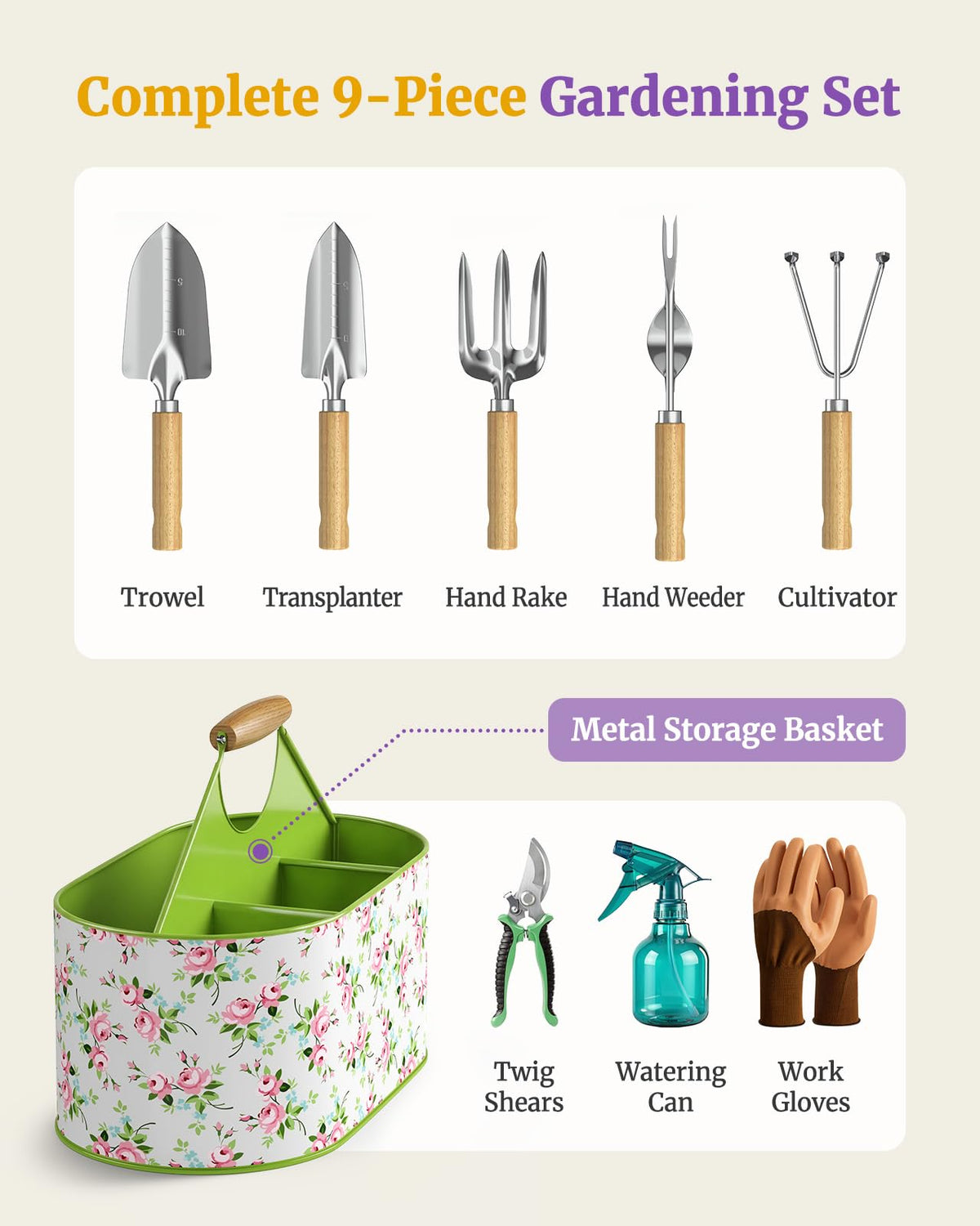 Floraxa ergonomic wood-handled trowel reduces hand fatigue during long sessions.