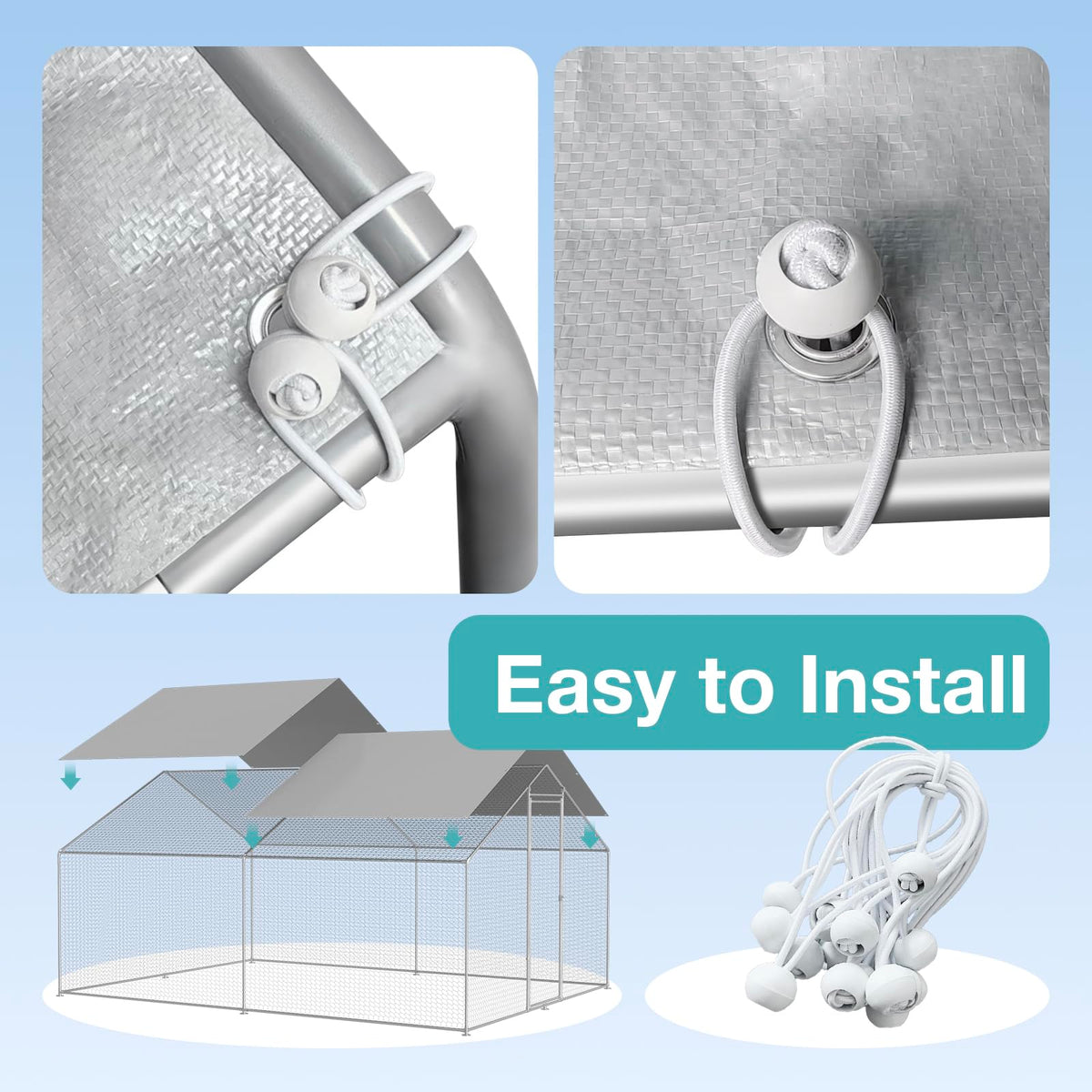 FLOUREE versatile outdoor tarp protecting garden fence and enclosure.