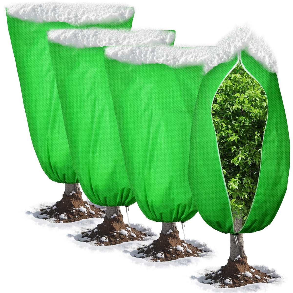 Florelf winter frost plant cover 4pc set shields garden plants from cold.