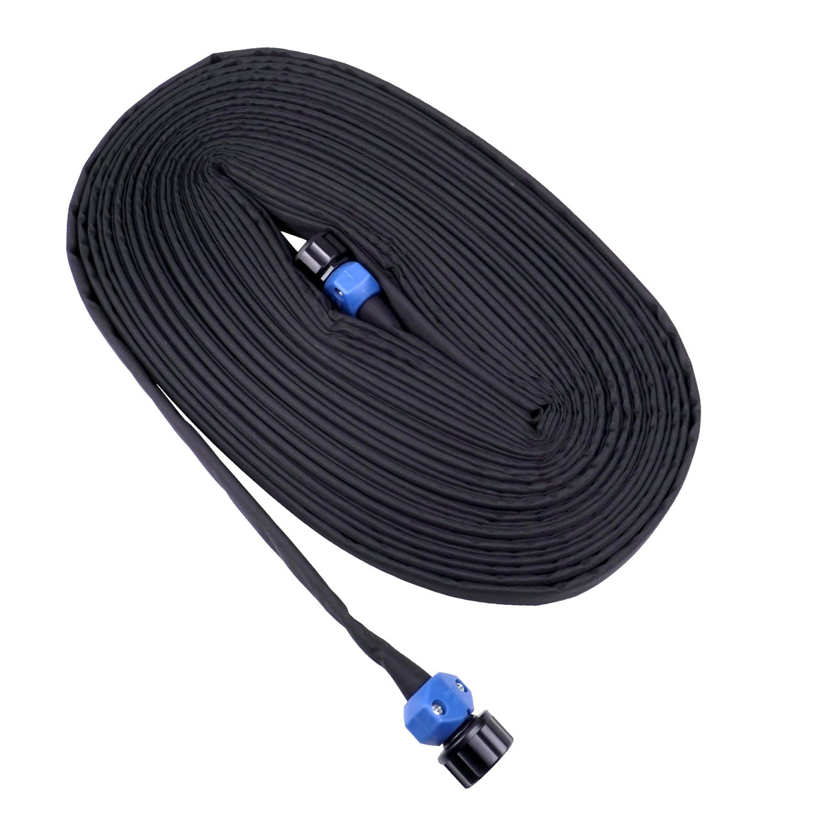 FLORIAX heavy-duty 75ft soaker hose coiled for storage and efficient watering.