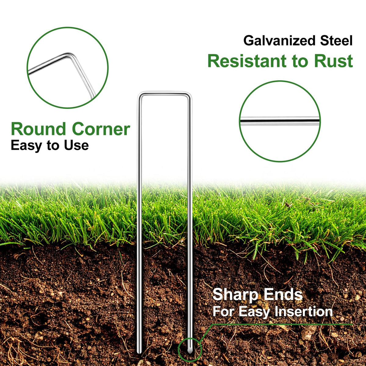 Florise sharp-tip garden stake eases soil insertion for secure anchoring.