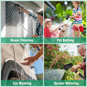 Flotstiga lightweight stainless steel hose cleans easily after muddy days.
