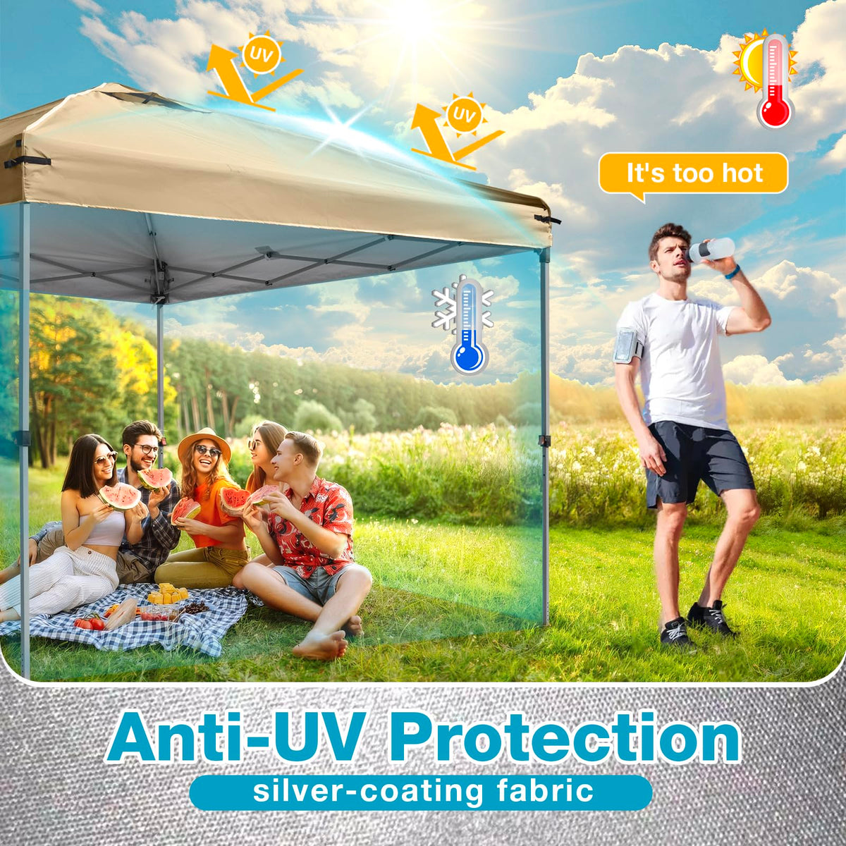 FLOUREE beige canopy top designed for 8x8 frames with wrinkle-free fit.