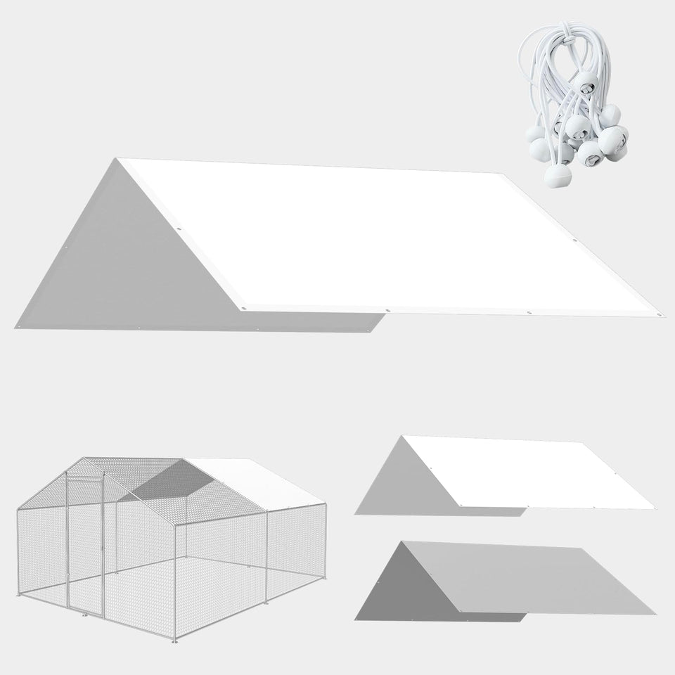 FLOUREE waterproof chicken coop cover 11.5x6.5 ft shields the coop from rain