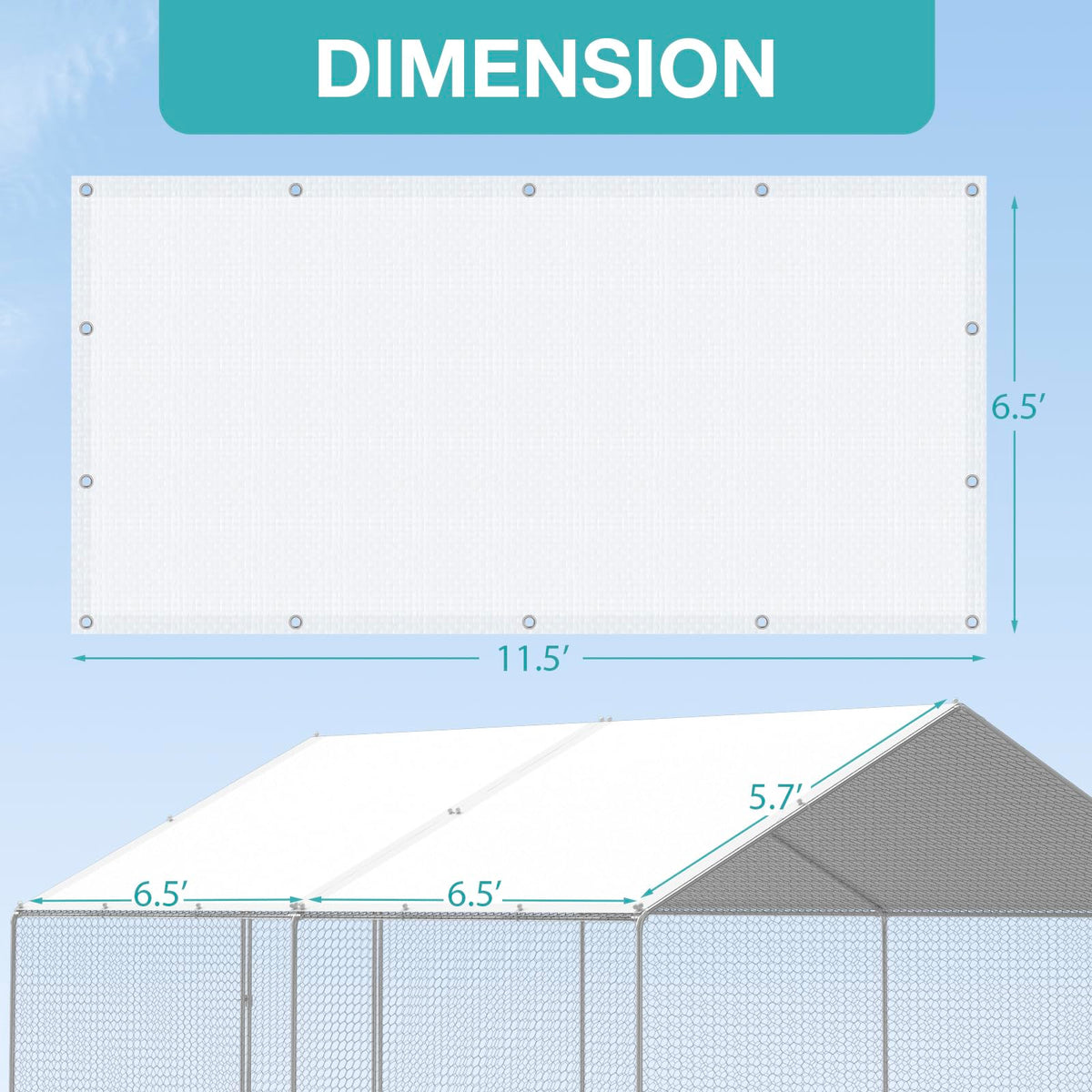 FLOUREE chicken run tarp provides UV shade to keep birds cool.