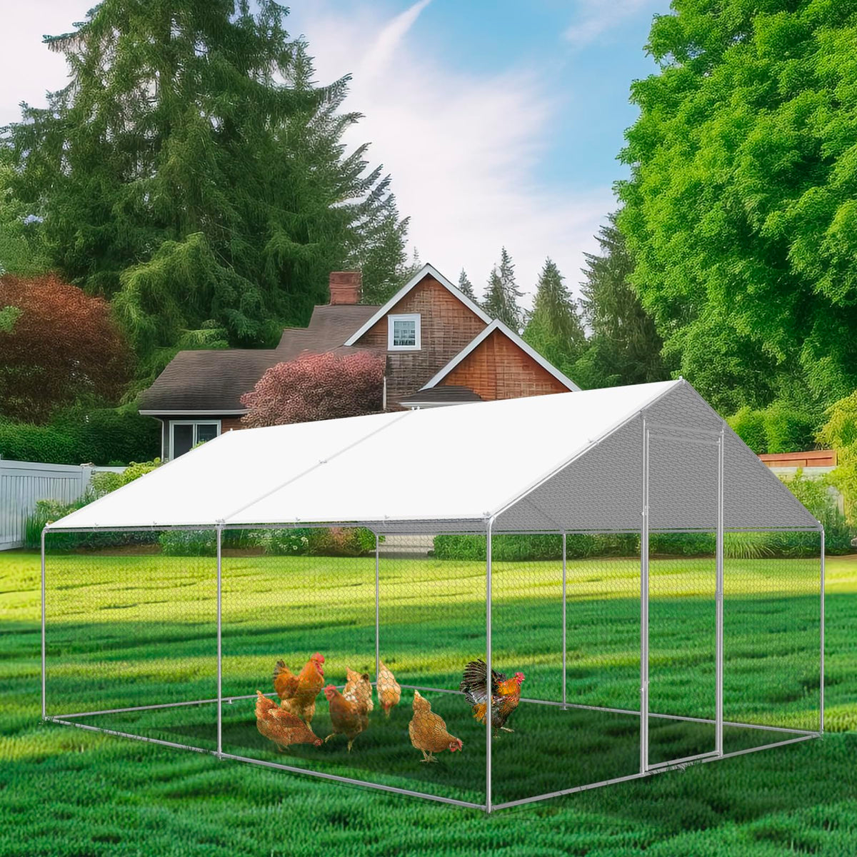 FLOUREE white 2-pack coop covers offer outdoor protection.