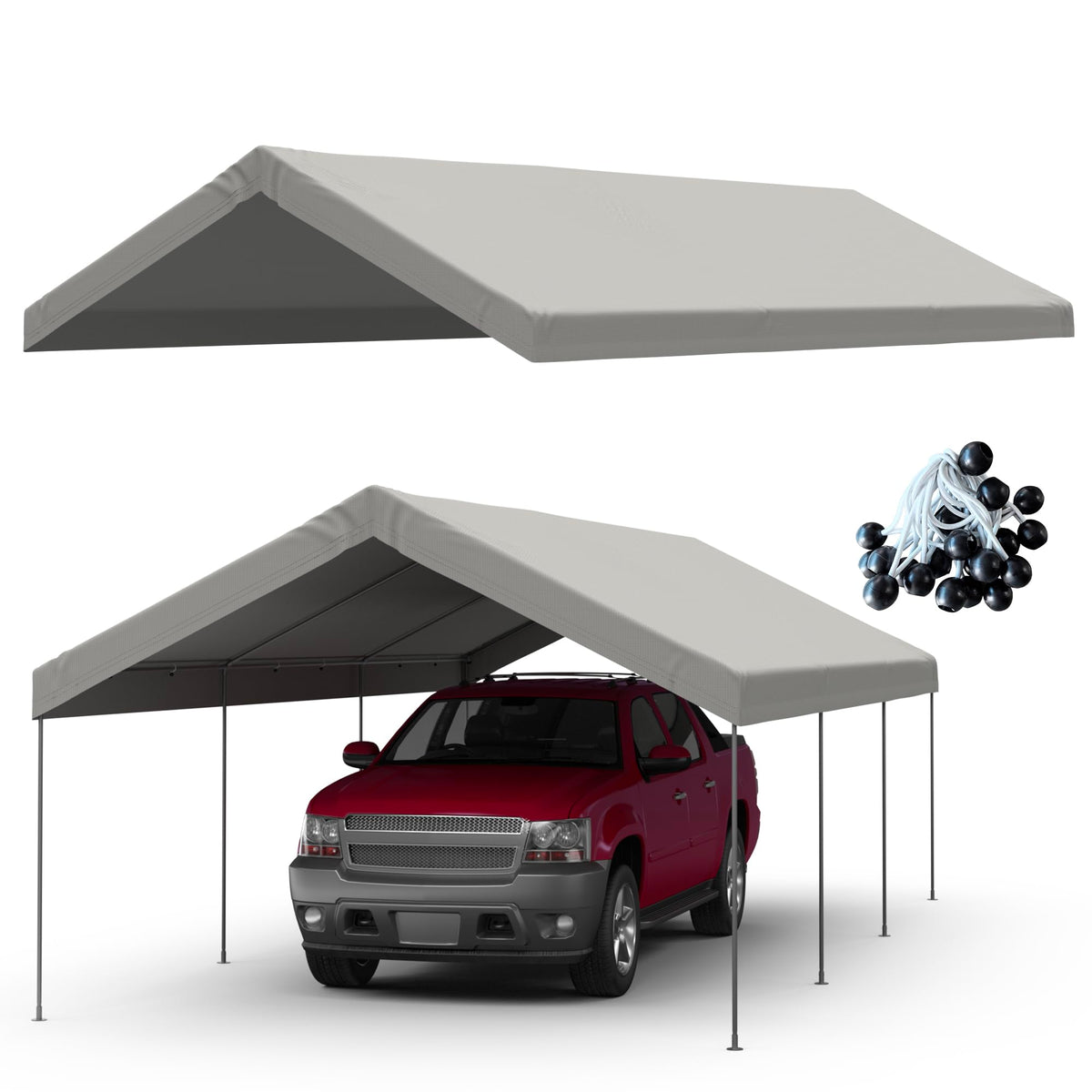 FLOUREE 12x20 carport top with edge shields vehicles from rain