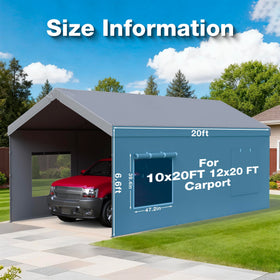 FLOUREE carport sidewall with zippered window improves visibility while sealing out wind.