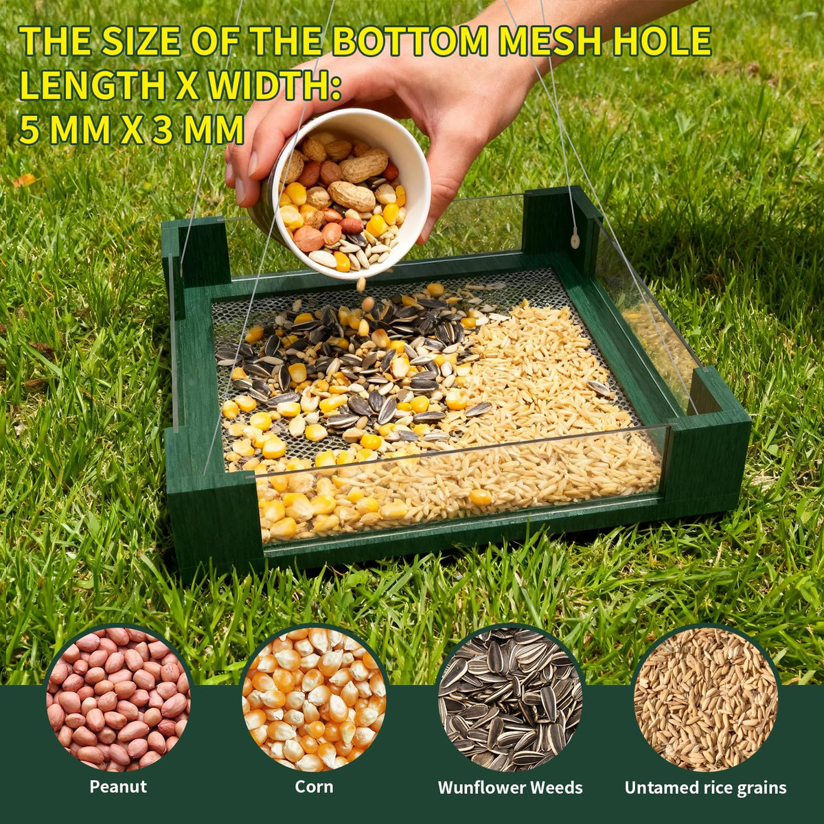 FlowaFoli Platform Bird Feeder easy-fill design keeps seeds dry and accessible