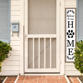 Flowtorely wall-hung porch sign with paw print for home entrances