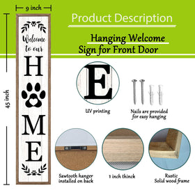 Flowtorely wooden frame welcome sign featuring a paw print for entryways