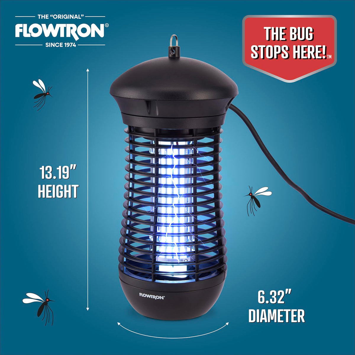 Flowtron blue UV light attracts flying insects for outdoor comfort