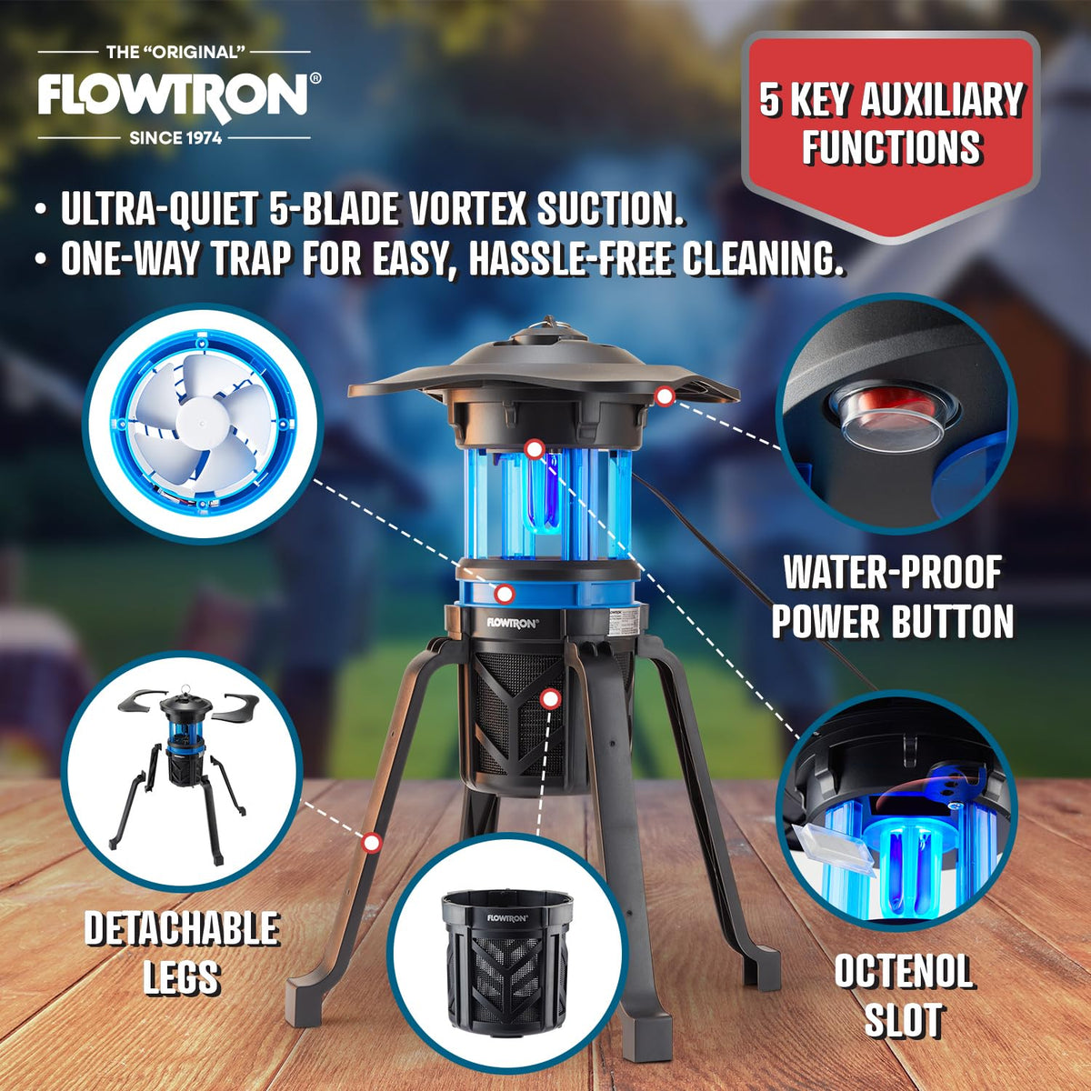 Flowtron silent operation preserves peace while trapping insects