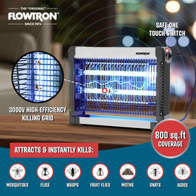 Flowtron hanging kit allows secure installation 6–8 feet high.