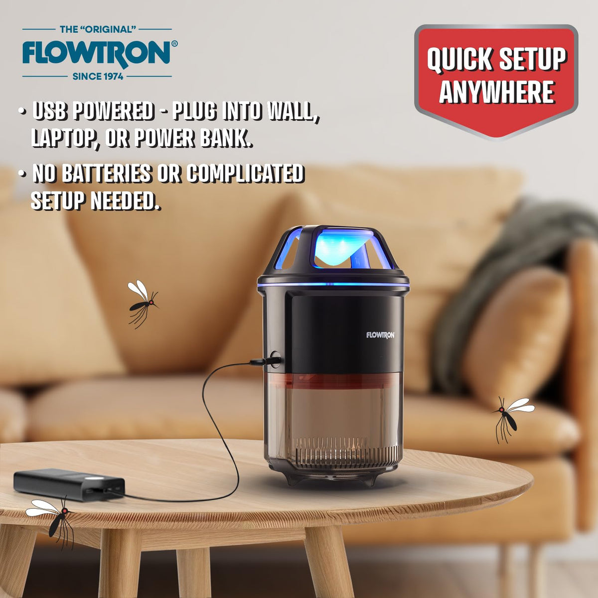 Flowtron kitchen-use setup near counter for discreet pest management.