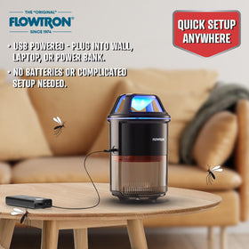 Flowtron kitchen-use setup near counter for discreet pest management.