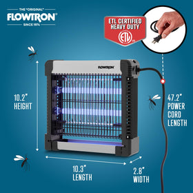 Flowtron collection tray removal image demonstrates easy debris disposal after use