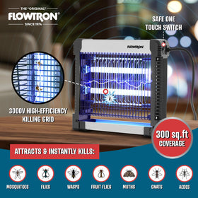 Flowtron coverage image showcases effective use up to 300 sq ft indoors