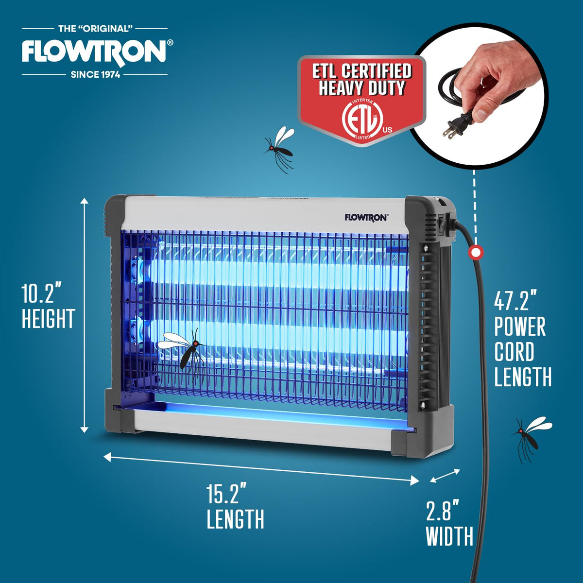 Flowtron outer grill protects children and pets around the unit.