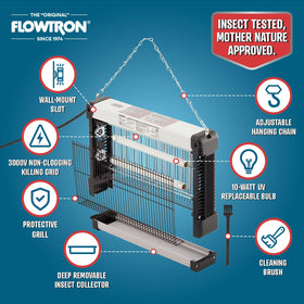 Flowtron UV bulbs attract pests across 800 sq ft for efficient control.